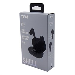 Наушники беспроводные TFN Shell, TWS, BT 5.1, Type-C, 30/300 мАч, сенсорные, дисплей, чёрные - фото 51372004