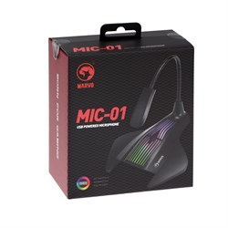Микрофон MARVO MIC-01, на подставке, USB, для стриминга, подсветка, чёрный - фото 51372639