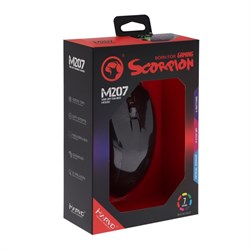 Мышь MARVO M207, игровая, проводная, подсветка, 3200 dpi, USB, чёрная - фото 51372646