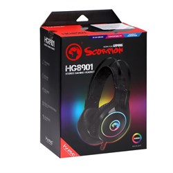 Наушники MARVO HG8901, игровые, микрофон, USB+3.5 мм, 2.1м, подсветка, чёрные - фото 51372667