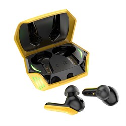 Наушники Hoco S21 TWS, беспроводные, вакуумные, BT5.0, 40/320 мАч, микрофон, черно-жёлтые - фото 51372757
