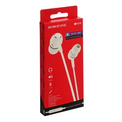 Наушники Borofone BM36 Acura, вакуумные, микрофон, Jack 3.5 мм, кабель 1 м, белые - фото 51372775