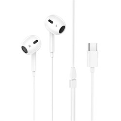Наушники Borofone BM30 Max Acoustic, микрофон, вкладыши, Type-C, кабель 1.2 м, белые - фото 51372847
