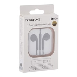 Наушники Borofone BM30, вкладыши, микрофон, Jack 3.5 мм, кабель 1 м, чёрные - фото 51372887