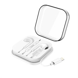 Наушники Hoco M1 Max, проводные, вкладыши, микрофон по Bluetooth 5.0, Lightning, 1.2 м, белые - фото 51373197