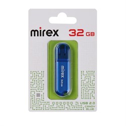 Флешка Mirex CANDY BLUE, 32 ГБ, USB 2.0, чтение до 25 Мб/с, запись до 15 Мб/с, синяя - фото 51373349