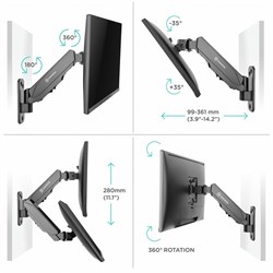 Кронштейн ONKRON G120, для тв; 13‘‘-34‘‘; 99-361мм от стены,  до 8 кг, чёрный - фото 51373561