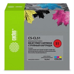 Картридж струйный Cactus CS-CL51 голубой/пурпурный/желтый для Canon Pixma MP150/MP160/MP170/MP180/MP - фото 51374750