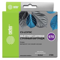 Картридж Cactus CS-LC970C, (DCP-135C/150C/MFC-235C/260C), для Brother, голубой - фото 51375087