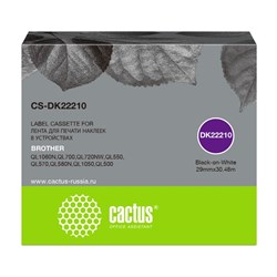 Картридж Cactus CSDK22210 DK22210, для Brother QL500/QL550/QL700/QL800, цвет чёрный - фото 51376210
