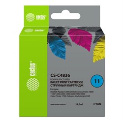 Картридж Cactus CS-C4836 №11, для HP BIJ 1000/1100/1200/2200/2300/2600/2800, 29 мл, цвет голубой - фото 51376243
