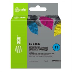 Картридж Cactus CS-C4837 №11, для HP BIJ 1000/1100/1200/2200/2300/2600, 29 мл, цвет пурпурный - фото 51376245