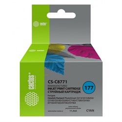 Картридж Cactus CS-C8771 №177, для HP PS 3213/3313/8253/C5183/C6183/C6283, 11,4 мл, цвет голубой - фото 51376277