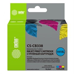 Картридж Cactus CS-CB338 №141XL, для HP DJ D4263/D4363/D5360/DJ J5783, 18 мл, многоцветный - фото 51376312