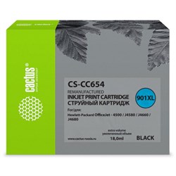 Картридж струйный Cactus CS-CC654 №901, для HP DJ 4500/J4580/J4660/J4680, 18 мл, цвет чёрный - фото 51376319