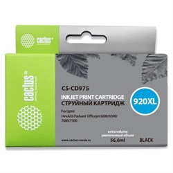 Картридж струйный Cactus CS-CD975 №920XL, для HP DJ 6000/6500/7000/7500, 56,6 мл, цвет чёрный - фото 51376326