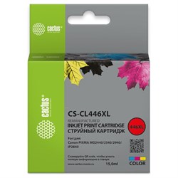 Картридж Cactus CS-CL446XL, для Canon Pixma MG2440/2540/2940, 15 мл, многоцветный - фото 51376330
