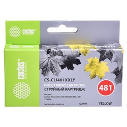 Картридж Cactus CS-CLI481XXLY, для Canon Pixma TR7540/TR8540/TS6140/TS8140, 12 мл, цвет жёлтый - фото 51376338