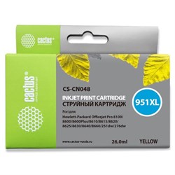 Картридж Cactus CS-CN048 №951XL, для HP DJ Pro 8100/8600, 26 мл, цвет жёлтый - фото 51376343