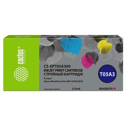 Картридж Cactus CS-EPT05A300 T05A3, для Epson WorkForce Pro WF-C878/C879, 215 мл, цвет пурпурный - фото 51376381