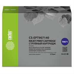 Картридж Cactus CS-EPT907140 T9071, для Epson WF-6090DW/WF-6590DWF Pro, 270 мл, цвет чёрный - фото 51376410