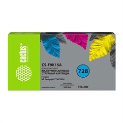 Картридж Cactus CS-F9K15A 728XXL, для HP DesignJet T730/ T830, 300 мл, цвет жёлтый - фото 51376448