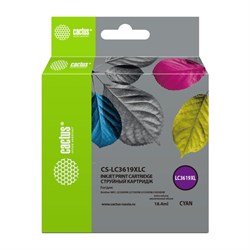 Картридж Cactus CS-LC3619XLC, для Brother MFCJ2330DW/J2730DW, 18,4 мл, цвет голубой - фото 51376461