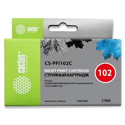 Картридж Cactus CS-PFI102C., для Canon IP iPF500/iPF600/iPF700/MFPM40, 130 мл, цвет синий - фото 51376470