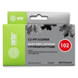 Картридж Cactus CS-PFI102MBK матовый, для Canon iPF500/iPF600/iPF700/MFPM40, 130 мл, цвет чёрный - фото 51376471