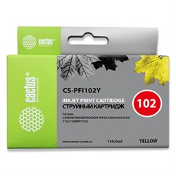 Картридж Cactus CS-PFI102Y, для Canon IP iPF500/iPF600/iPF700/MFP M40/iPF765, 130 мл, цвет жёлтый - фото 51376472