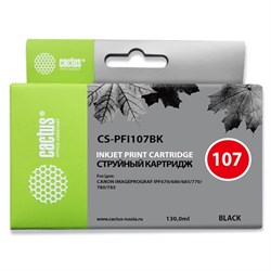 Картридж Cactus CS-PFI107BK, для Canon IP iPF670/iPF680/iPF685/iPF770/iPF780, 130 мл, цвет чёрный - фото 51376473