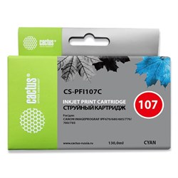 Картридж Cactus CS-PFI107C, для Canon IP iPF670/iPF680/iPF685/iPF770/iPF780, 130 мл, цвет синий - фото 51376474