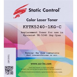 Тонер Static Control KYTK5240-1KG-C, для Kyocera Ecosys-P5026/M5526, флакон 1000гр, голубой - фото 51376826