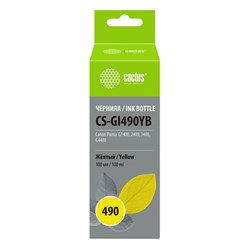 Чернила Cactus CS-GI490YB, для Canon Pixma G1400/G2400/G3400, 100мл, жёлтые - фото 51376954