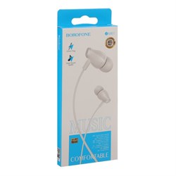 Наушники Borofone BM61 Wanderer, вакуумные, микрофон, Jack 3.5 мм, кабель 1 м, белые - фото 51377260