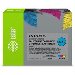 Картридж Cactus CS-C9352C №22XL, для HP DJ 3920/3940/D1360/D1460/D1470, 18мл, многоцветный - фото 51377287