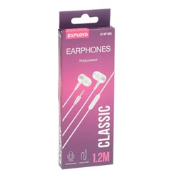 Наушники Exployd EX-HP-865, вакуумные, микрофон, 108 дБ, 32 Ом, Jack 3.5 мм, кабель 1 м, белые - фото 51377448