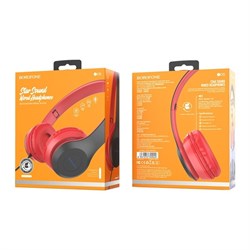 Наушники Borofone BO5 Star sound, накладные, микрофон, Jack 3.5 мм, кабель 1.2 м, красные - фото 51378799