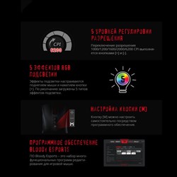 Мышь A4Tech Bloody ES9, оптическая, проводная, 6200dpi, USB, чёрный - фото 51378837