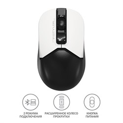 Мышь A4Tech Fstyler FB12, оптическая, беспроводная, 1200dpi, USB, белый/чёрный - фото 51378855