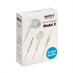 Наушники Smartbuy Model X, вакуумные, микрофон, 105 дБ, 16 Ом, 3.5мм, 1.05 м, белые - фото 51379003