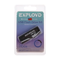 Флешка Exployd 610, 16 Гб, USB3.0, чт до 70 Мб/с, зап до 20 Мб/с, черная - фото 51379956