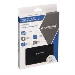 Внешний корпус 2.5" Gembird EE2-U2S-5, черный, USB 2.0, SATA, металл - фото 51380135