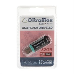 Флешка OltraMax 230, 32 Гб, USB2.0, чт до 15 Мб/с, зап до 8 Мб/с, чёрная - фото 51380302