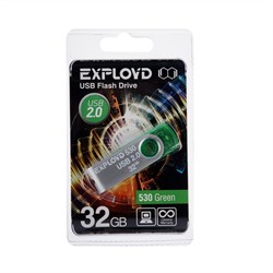 Флешка Exployd 530, 32 Гб, USB2.0, чт до 15 Мб/с, зап до 8 Мб/с, зелёная - фото 51380316