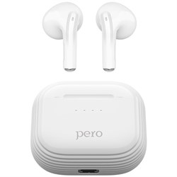 Наушники PERO TWS02, вкладыши, микрофон, сенсорное управление, 30/230 мАч, белые - фото 51380700