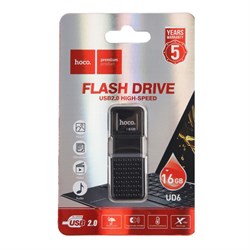 Флешка Hoco UD6 Intelligent, 16 Гб, USB2.0, чт до 30 Мб/с, зап до 10 Мб/с, чёрная - фото 51382906