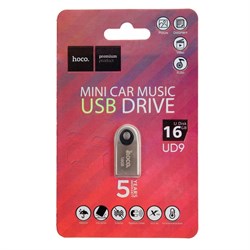 Флешка Hoco UD9 Insightful, 16 Гб, USB2.0, чт до 25 Мб/с, зап до 10 Мб/с, металл, серая - фото 51382931