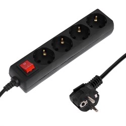Сетевой фильтр 5bites SP4B-230 4S, 4 розетки, 3 м, 10 А, 3х0.75 мм2, с з/к, с выкл., черный - фото 51384340
