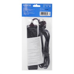Сетевой фильтр 5bites SP4B-230 4S, 4 розетки, 3 м, 10 А, 3х0.75 мм2, с з/к, с выкл., черный - фото 51384345